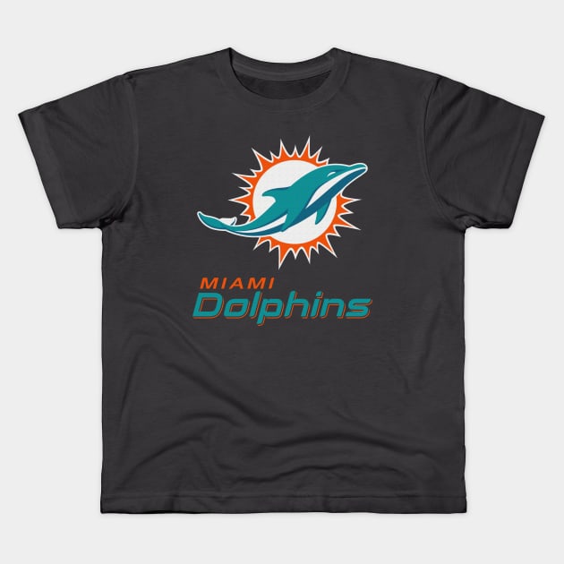 Miami Dolphins Football Dolphins Kids T-Shirt by Ilustra Zee Art